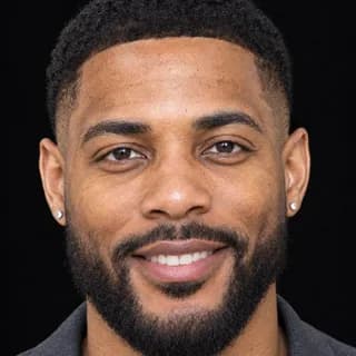 AI-generated character Malik Rhodes, close-up